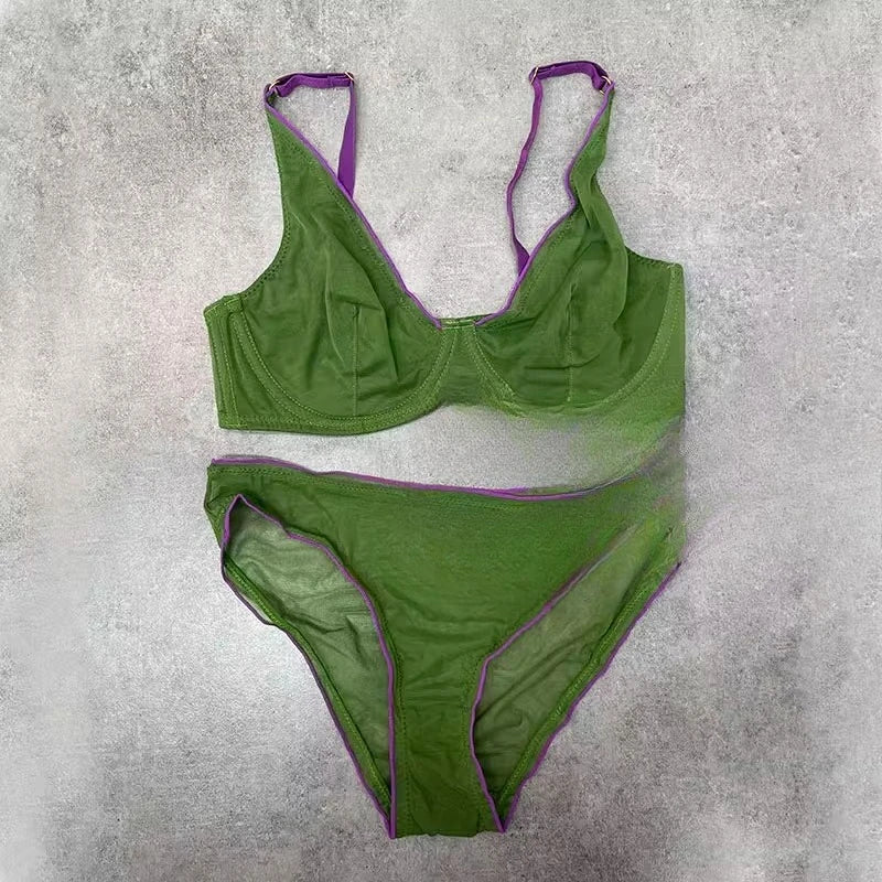 YUQI French Summer Bra - Sexy Euro Color-Block Lingerie | Slim Push-Up Lift & Anti-Sag Support | Anti-Sag Comfort Fit Underwear - Matrix-studios.com