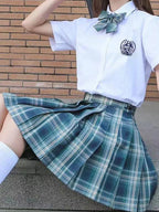 ZOKI Plaid Women Pleated Skirt Bow Knot Summer High Waist Preppy Girls Dance Mini Skirt Cute A Line Harajuku Sexy Japan Faldas - Matrix-studios.com