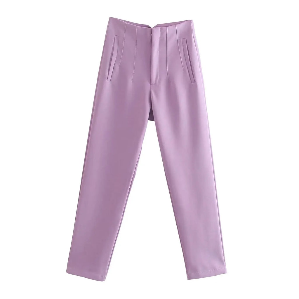 Koekop Office outfits Pencil Trousers Black Pink White Ladies Pants Fashion Office Wear High waist Pants for Women Formal Pants - Matrix-studios.com