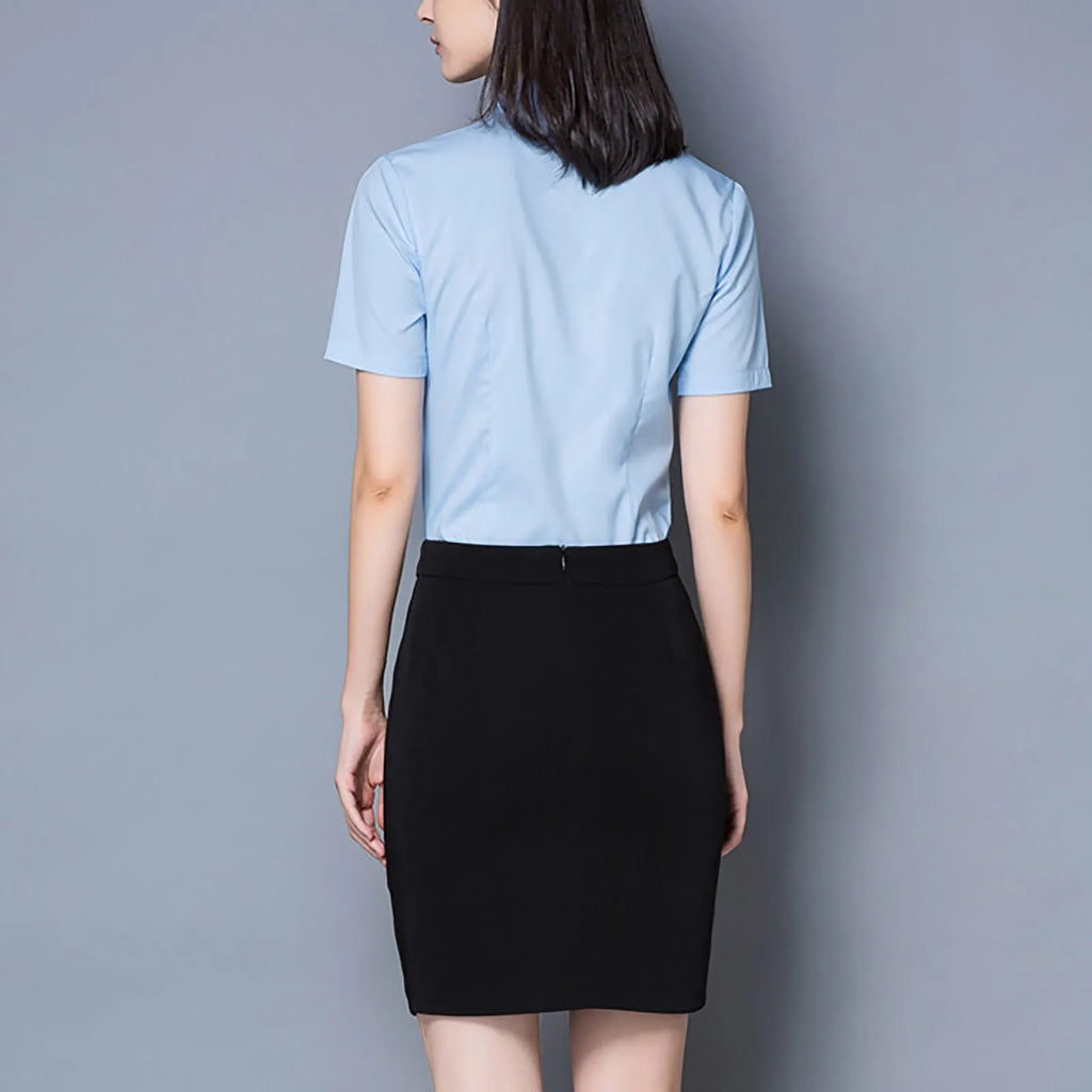 Women's Short-sleeved Slim-fitting White Large Size Business Wear Short-sleeved Women Shirt Women Tops Blouse Women - Matrix-studios.com