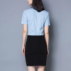 Women's Short-sleeved Slim-fitting White Large Size Business Wear Short-sleeved Women Shirt Women Tops Blouse Women - Matrix-studios.com