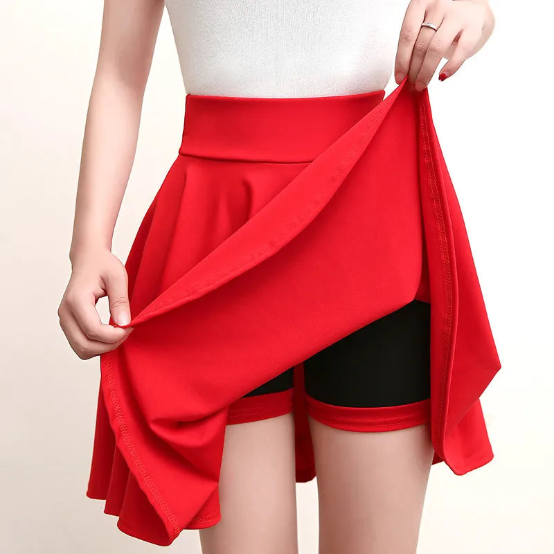2025 Flared Skirts Women's Basic Shorts Skirt Fashion Versatile Black Casual Mini Skater Medium Pleated Fluffy Skirt Plus Size - Matrix-studios.com
