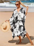 Plus Size Womens Animal Print Kaftan Dresses Caftans Swimwear Coverups Summer Bathing Suit Long Beach Dress - Matrix Studios