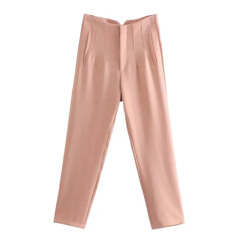 Koekop Office outfits Pencil Trousers Black Pink White Ladies Pants Fashion Office Wear High waist Pants for Women Formal Pants - Matrix-studios.com