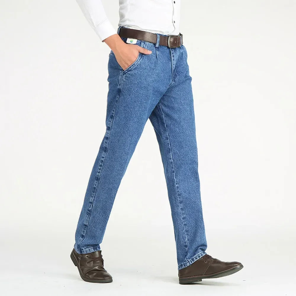 2021 Thick Cotton Fabric Relaxed Fit Brand Jeans Men Casual Classic Straight Loose Jeans Male Denim Pants Trousers Size 28-40 - Matrix Studios
