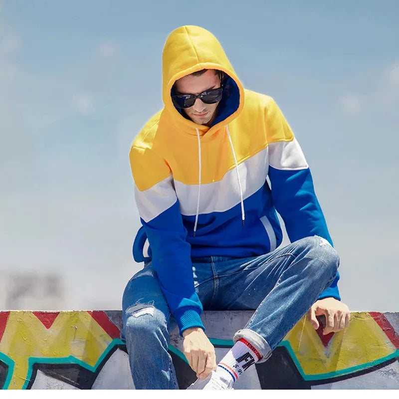 2025 New Men's Hoodie Splicing Outdoor Leisure Sportswear Street Fashion Men's Warm Wool Hoodie Autumn/Winter Coat - Matrix Studios