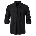 New Men's Casual Blouse Cotton Linen Shirt Tops Long Sleeve Tee Shirt Spring Autumn Slanted Placket Vintage Yoga Shirts - Matrix Studios