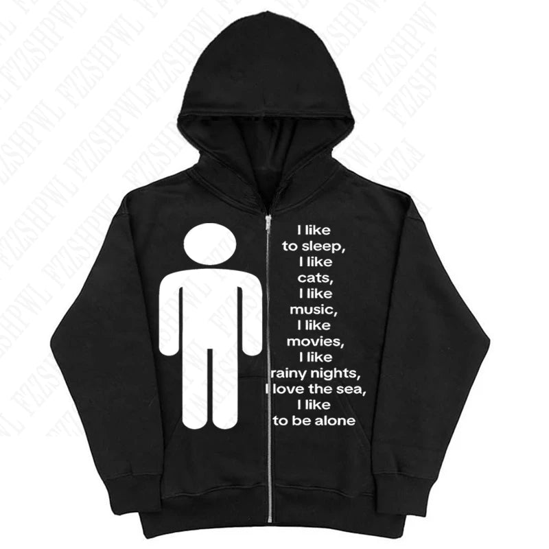 American y2k Harajuku street vintage trend autumn and winter, unique hip-hop punk print for both men and women, pullover hoodie