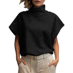 Women Fashion OL Work Shirt 2024 ZANZEA Summer Elegant Turtleneck Short Sleeve Blouse Casual Loose Office Tops Party Blusas - Matrix-studios.com