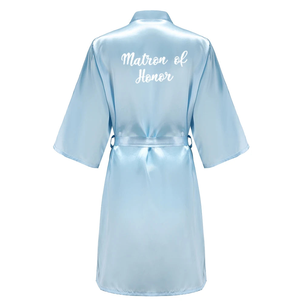 Blue Women Bathrobe White Letter Bride Bridesmaid Mother Maid of Honor Get Ready Bridal Party Robes Gifts Dressing Gown - Matrix-studios.com
