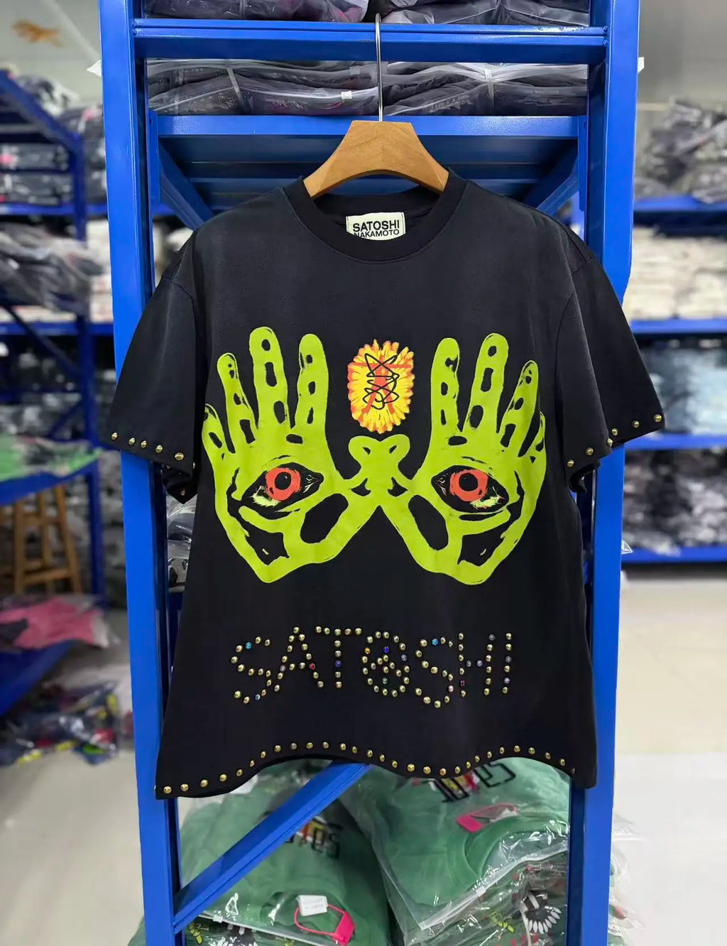26SS Y2K High Quality American Retro Trendy Fashion Tops Satoshi Nakamoto hotfix rhinestone logo 100% cotton large size loose Men's Women's T-Shirt - Matrix-studios.com
