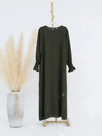 Eid Jersey Solid Modest Under Abaya Dubai 2024 Palestine Women Islamic Clothing Muslim Kaftan Inner Dresses Robe Femme Musulmane - Matrix-studios.com