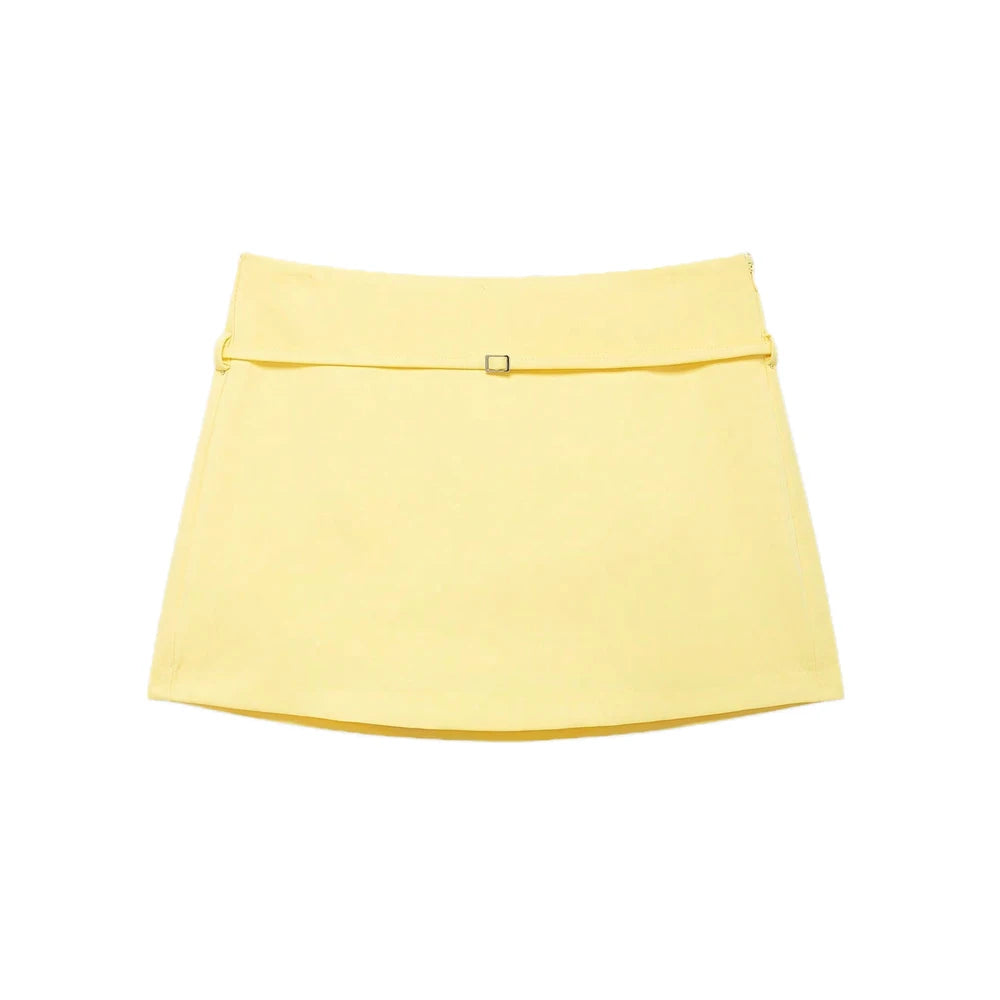 Women's Solid Color Skort with Belt Side Zipper Casual Shorts Skirts Fashionable And Stylish Women's Clothing - Matrix Studios