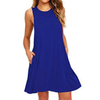 Women's Summer Casual Swing T-Shirt Dresses Beach Cover Up With Pockets Plus Size Loose T-shirt Dress - Matrix-studios.com