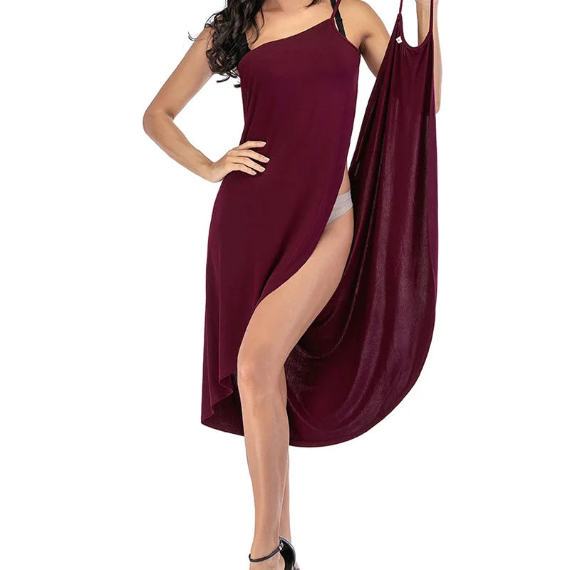 NSANGU Summer Beach Sexy Women Solid Color Wrap Dress Sun Protection Bikini Cover Up Sarongs Female Bathing Suit Swimwears - Matrix Studios