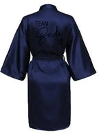 Wedding Party Team Bride Robe With Black Letters Kimono Satin Pajamas Bridesmaid Bathrobe SP003 - Matrix-studios.com