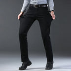 Men's New Korean Version Is Soft And Comfortable Stretch Regular Fit Jeans Fashion Casual Cotton Business Black  Denim Pants - Matrix Studios