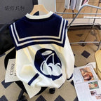 Sweet Sailor Collar Sweaters for Women 2025 New Loose College Style Cardigan Woman - Matrix Studios