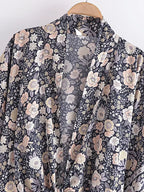 Boho Queens Kimono Cardigan Floral Short Robe Swimsuits Women Fashion Batwing Sleeves Rayon Bohemian Bikini Cover Ups Beachwear - Matrix Studios