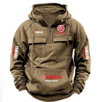 2026 New YAMAHA Logo Motorcycle Racing Race Retro Velvet Half Zipper Hoodie Men's Multi Pocket Autumn/Winter Casual Sweatshirt - Matrix Studios