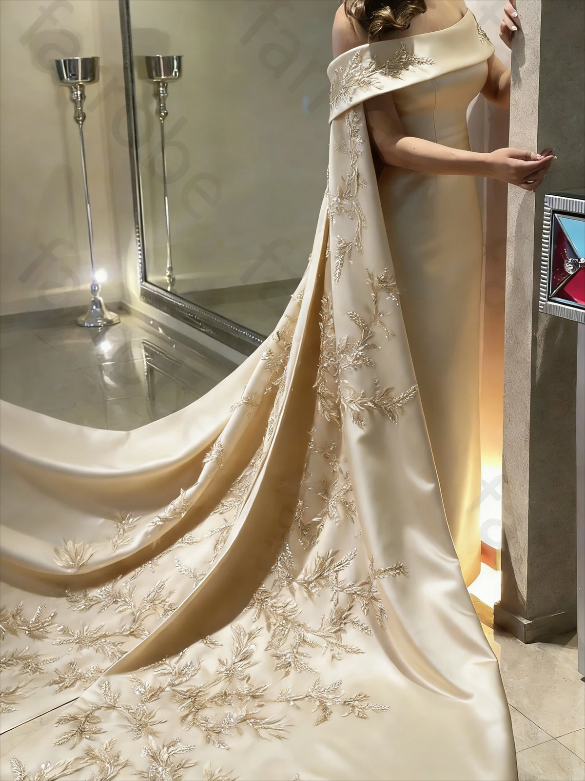 Customized Ankle Length Sheath Evening Party Gowns Women Beaded Applique Long Wrap Prom Dresses Zipper Back Vestidos Des - Matrix Studios