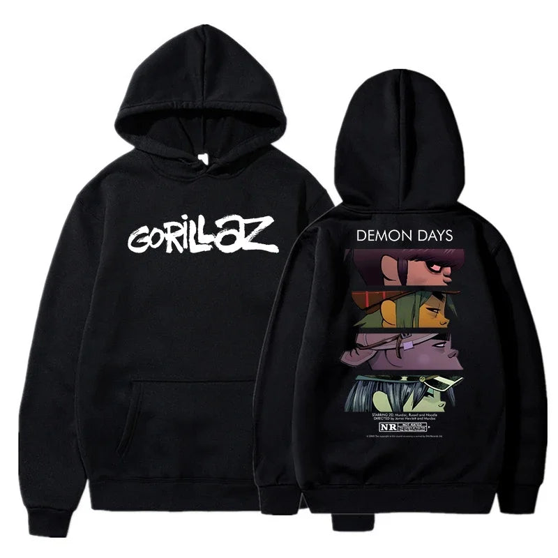 The Autumn and Winter Pullovers Long Sleeve Loose Soft Sweatshirt Streetwear Coat Gorillaz Printing Women and Men Hoode - Matrix Studios
