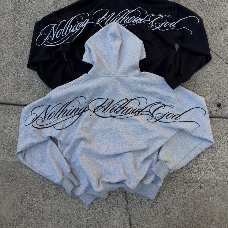 Y2k Street Style Large Area Embroidered Back Oversized Loose Hooded Sweatshirt Stretch Jogging Pants Casual Sports Pants Suit