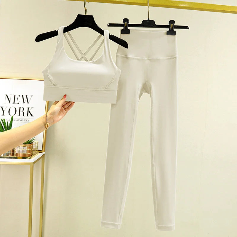 TRY TO BN Yoga Set 2 Piece Sport Bra High Waist Leggings Women's Tracksuit Fitness Tummy Control Squat Proof Workout Gym Clothes - Matrix-studios.com