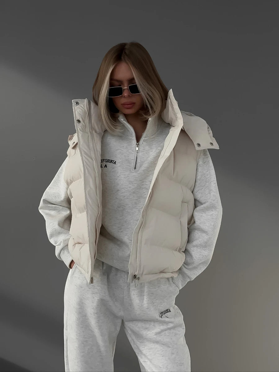 Bornladies Women's New Autumn Winter Sleeveless Hooded Puffer Vest Hot Trendy Outerwear Fashionable Spicy Girls Coats Vests - Matrix Studios