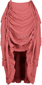 Steampunk Women Skirts Gothic Irregular Shirring Pleated Party Maxi Long Skirt High Low Costumes Punk Sexy Corset Plus Size Red - Matrix-studios.com