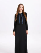 AS AW25 new design ribbing cardigan with denim collar + sleeveless maxi dress matching set for woman clothes - Matrix-studios.com