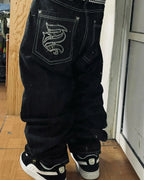 Y2K Hip-hop Stitching Fashion Joker Retro Jeans Female Korean Casual Simple Dress Essential Wide-leg Pants Loose  Joker Overalls - Matrix-studios.com
