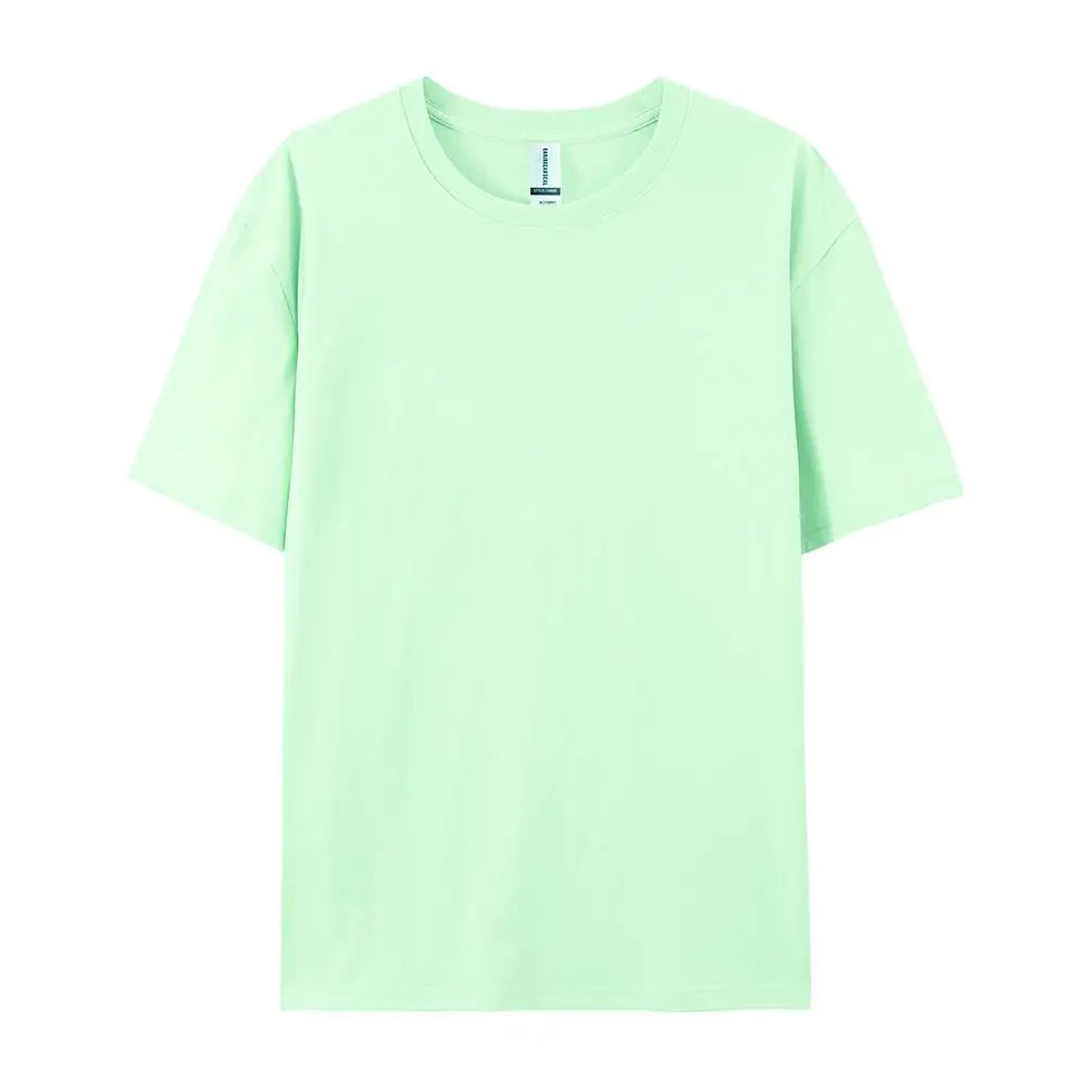 Loose Cotton Solid Tshirts Men Woman Short Sleeve Fashion Brand Trend Couple Clothing Tees Customized Candy Color Summer Tops - Matrix Studios