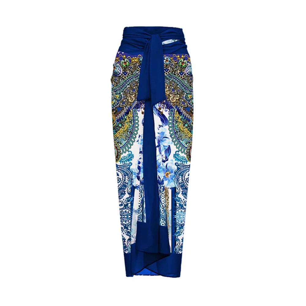 2026 New Sexy Print Retro Swimwear Beach Dress Cover Up Long Skirts Skirt Party Outfits Swimsuit Beachwear - Matrix Studios