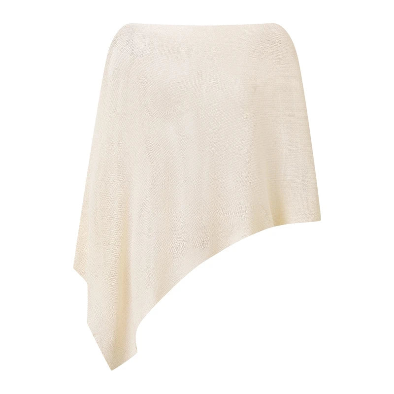 Women Boho Sheer Knitted Poncho Crop Top Irregular Asymmetric Batwing Sleeve Beach Cover Up Off Shoulder Summer Shawl T-shirt - Matrix Studios