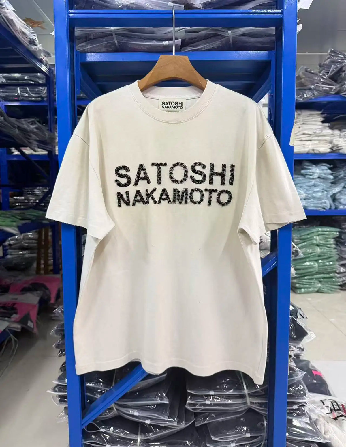 26SS Y2K High Quality American Retro Trendy Fashion Tops Satoshi Nakamoto hotfix rhinestone logo 100% cotton large size loose Men's Women's T-Shirt - Matrix-studios.com