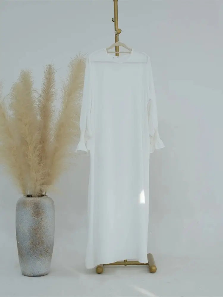 Eid Jersey Solid Modest Under Abaya Dubai 2024 Palestine Women Islamic Clothing Muslim Kaftan Inner Dresses Robe Femme Musulmane - Matrix-studios.com