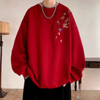New Chinese Bird Print M-8XL Men Oversized Sweatshirt Fashion Loose Long Sleeve Couple Clothes - Matrix Studios