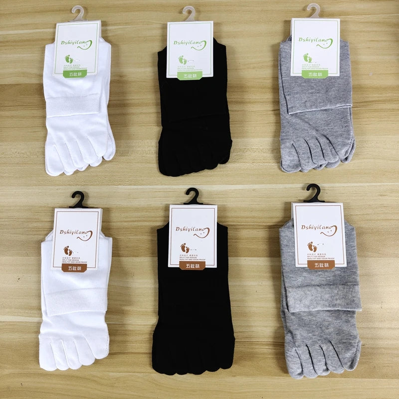 Unisex Toe Socks Men and Women Five Fingers Socks Breathable Cotton Socks Sports Running Solid Color Black White Grey happy Soks - Matrix Studios