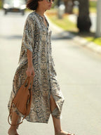 Bohemian Print Beach Cover-Up | Button-Front Shirt-Style Kaftan Robe – Perfect for Bikini Resort Vacations - Matrix Studios