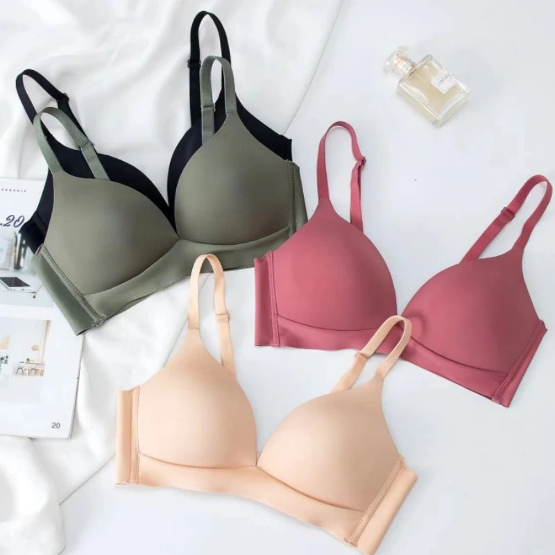3Pcs/Set Seamless Bras For Women Non-wire Push-Up Bra Glossy Deep V Underwear Fixed 3/4 Cup Comfort Daily Wear Lingerie S-XXL - Matrix Studios