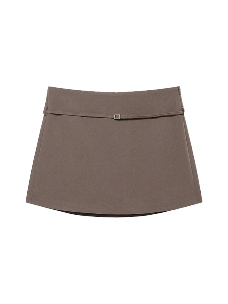 Women's Solid Color Skort with Belt Side Zipper Casual Shorts Skirts Fashionable And Stylish Women's Clothing - Matrix Studios