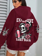 Expensive Talks Back Funny Printing Womens Hoodie Loose Multicolor Pullovers Fleece Autumn Sportswear Casual Pocket Hoody - Matrix Studios