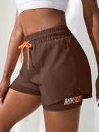 Women's High Rise Yoga Shorts With Elastic Proximity Control Running Shorts, Fake Two Pieces Pants - Matrix Studios