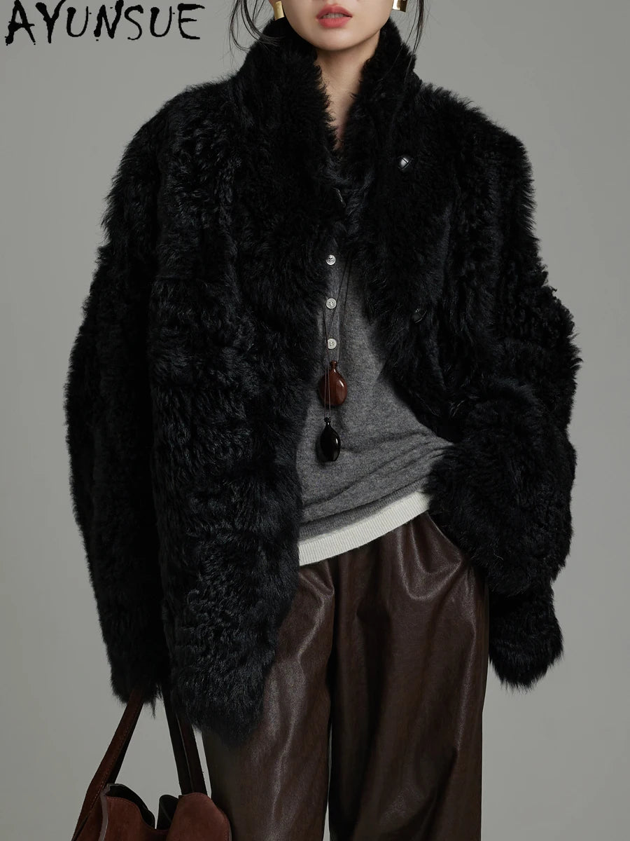 AYUNSUE Natural Sheepskin Fur Coat Women 2025 Real Leather Jacket Winter Jackets Luxury Clothing Female New Style Шуба Женская - Matrix Studios