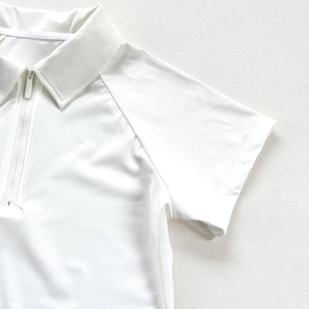 Women's Short - Sleeve Polo Shirts: White and Navy Blue Options Available, Half - Zip Collar for Both Style and Comfort 。 - Matrix-studios.com