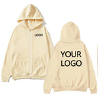 DIY Personalised customised logo, men's street hoodie, zip front sports sweatshirt, women's casual knitted hoodie, couple's gift - Matrix Studios