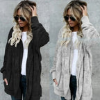 Women Autumn Winter Double-faced Fur Fleece Faux Fur Medium Style Hooded Warm Thick Coat Casual Solid Long-sleeved Fur Overcoat - Matrix Studios