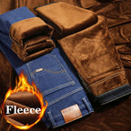 Brand Autumn Winter Warm Flocking Denim Soft Man Activities Fleece Line Men Jeans Black Blue Grey Colors - Matrix Studios