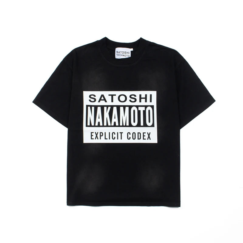 American Street Satoshi Mechanical Jesus Print t shirt Short Sleeve Washed Vintage Style Men's Tee Shirts Summer Trend Clothing - Matrix-studios.com